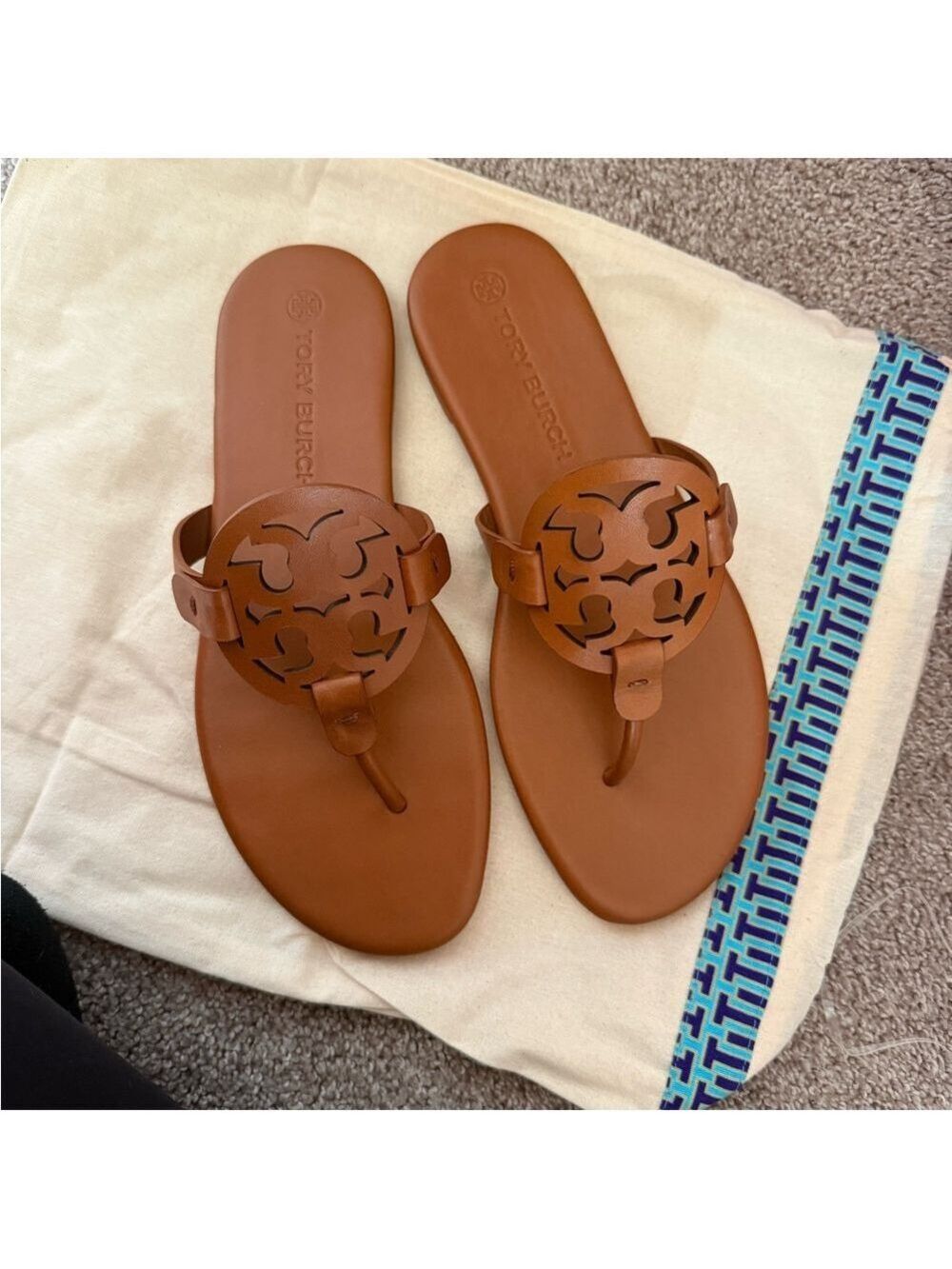 New tory burch miller calf leather sandals in Millie/ bourbon color - Picture 3 of 9